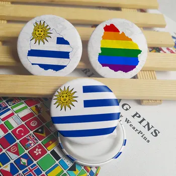 Uruguaj Vlajka Mapu Tin Tlačidlo Kolíky LGBT Homosexuálov Dúhový Pride Tin Tlačidlo Odznaky
