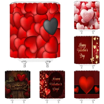 Valentína Červené Srdce Sprchový Záves Set s Háčikmi Sladké Milovníkov Svadby Manželstva Dievča Dámy Kúpeľňa Vane Dekor Textílie
