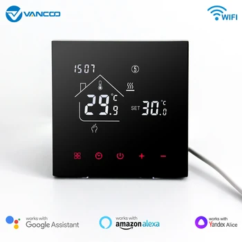 Vancoo Nové Tuya WiFi izbového Termostatu Podlahového Vykurovania Regulátor Teploty pre Kotol LCD Displej Pracuje s Alexa,Yandex