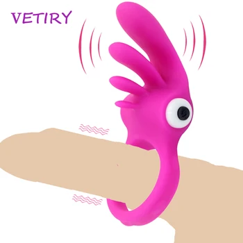 VETIRY Vibrátor Penis Krúžok Mužov Vibrácií Krúžok Jazyk Stimulátor Klitorisu Sexuálne Hračky pre Mužov Pár Zdieľať predčasnej Ejakulácie