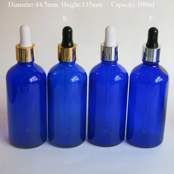 veľkoobchod 100X100Ml Modré Sklenené Činidla Kvapaliny Pipety Fľaše ,Kvapkadla Drop Aromaterapia sklo Esenciálny olej Balenie Fľaša
