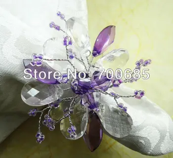 veľkoobchod obrúsok krúžok vyrobený z fialové kvety, svadba a pearl obrúsok držiteľ