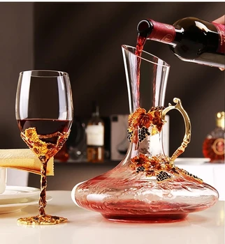 Veľká Kapacita Decanter Ručné Crystal Červené Víno, Šampanské, Brandy Okuliare Decanter Fľaše, Nádoby Pourer Aerator Pre Rodiny Bar