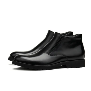 Veľká Veľkosť EUR45 Zimné Čierne Pánske Členkové Topánky Originálne Kožené Topánky Muž Office Topánky