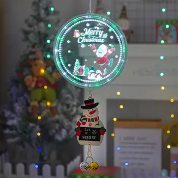 Vianočné Závesné LED Svetlo, Guľaté Nástenné svietidlo Cute Santa Claus Snehuliak Hudby Svetlo Domov Stene Okno Prívesok Vianočné Dekorácie