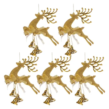 Vianočné Závesné Sobov Ornament Bell Zvony Prívesok Elk Treewith Ozdoby, Dekorácie, Prívesky, Tvar, Lesk Soby