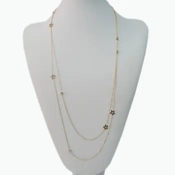vysoká kvalita top fashion 140 cm náhrdelník ,z nehrdzavejúcej ocele ,anti-allerge ,avaibale v striebornej a zlatej farby,tvar hviezda