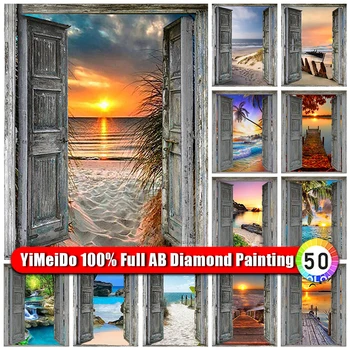 YiMeiDo 5D AB 100% Diamond Maľba Krajiny pláži Výšivky Diamond Mozaiky Scenérie Auta Mozaiky DIY Domáce Dekorácie Darček