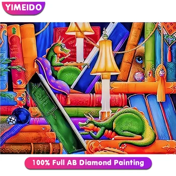 YIMEIDO Plné Námestie Kolo Zips Vrecko 100% AB Diamond Maľovanie Dinosaura Diamond Výšivky Zvierat Domova Mozaiky Ručné