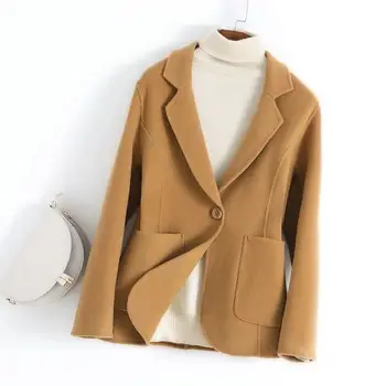 Zimné Hrubé Vlnené Kabát Elegantné Office Lady Slim Fit Vlna & Zmesi pre Ženy Sako kórejský Vlnené Kabát Abrigos Mujer