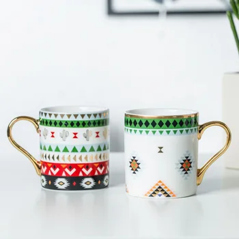 Zlaté rukoväť Keramická Šálka Tvorivé Káva Hrnček na Kávu Európskej Luxusné Vody Pohár Popoludní TeaCup Čaj Nastaviť Pár Šálok Darček