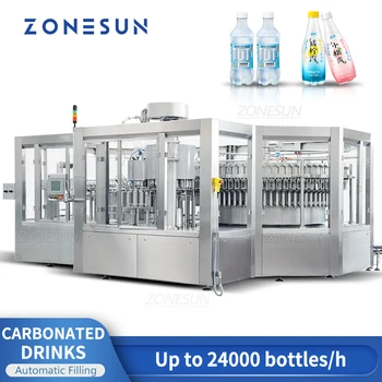 ZONESUN ZS-AFMC 24000 BPH Full-Automatické PET Fľaša na Sódovú Vodu Plniaci Stroj Nápojov Výroba Hmotnosť Výrobnej Linky