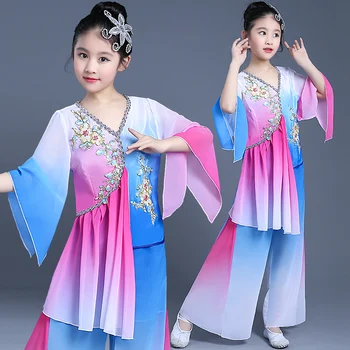 Čínsky štýl, nový štýl hanfu deti klasického tanca kostýmy dievčatá tanec deti dance tanečné kostýmy