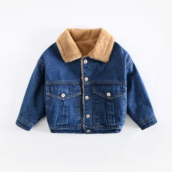 Chlapci Baby je Detský Fleece Bundy Kabáty Outwear 2021 Blue Jean Zahustiť Teplé Plus Velvet Zimné Jeseň Kabát detské Oblečenie