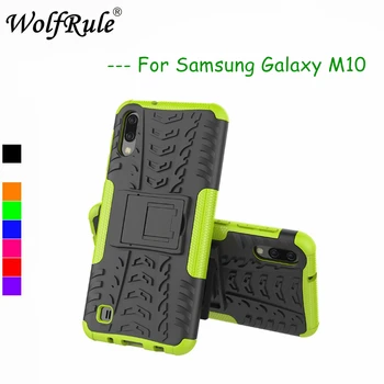 Pre Prípad Samsung Galaxy M10 Kryt Dvojitá Vrstva Brnenie Silikónové Zadný obal Pre Samsung M10 Telefón Držiak na Stojan Shell M10 SM-M105F