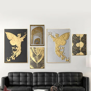 Rozšírené Zlato Steny V Obývacej Izbe Umenie Plagáty Domáce Dekorácie Maľby Interiéru Spálne Dekor Umelecký Obraz Plátno Bez Rámu