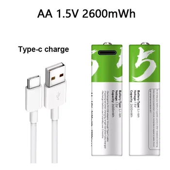 USB AA Nabíjateľné Batérie 1,5 V 2600 mWh Lítium-polymérová batéria pre Kombináciu dverí zamky, diaľkové ovládanie, myš